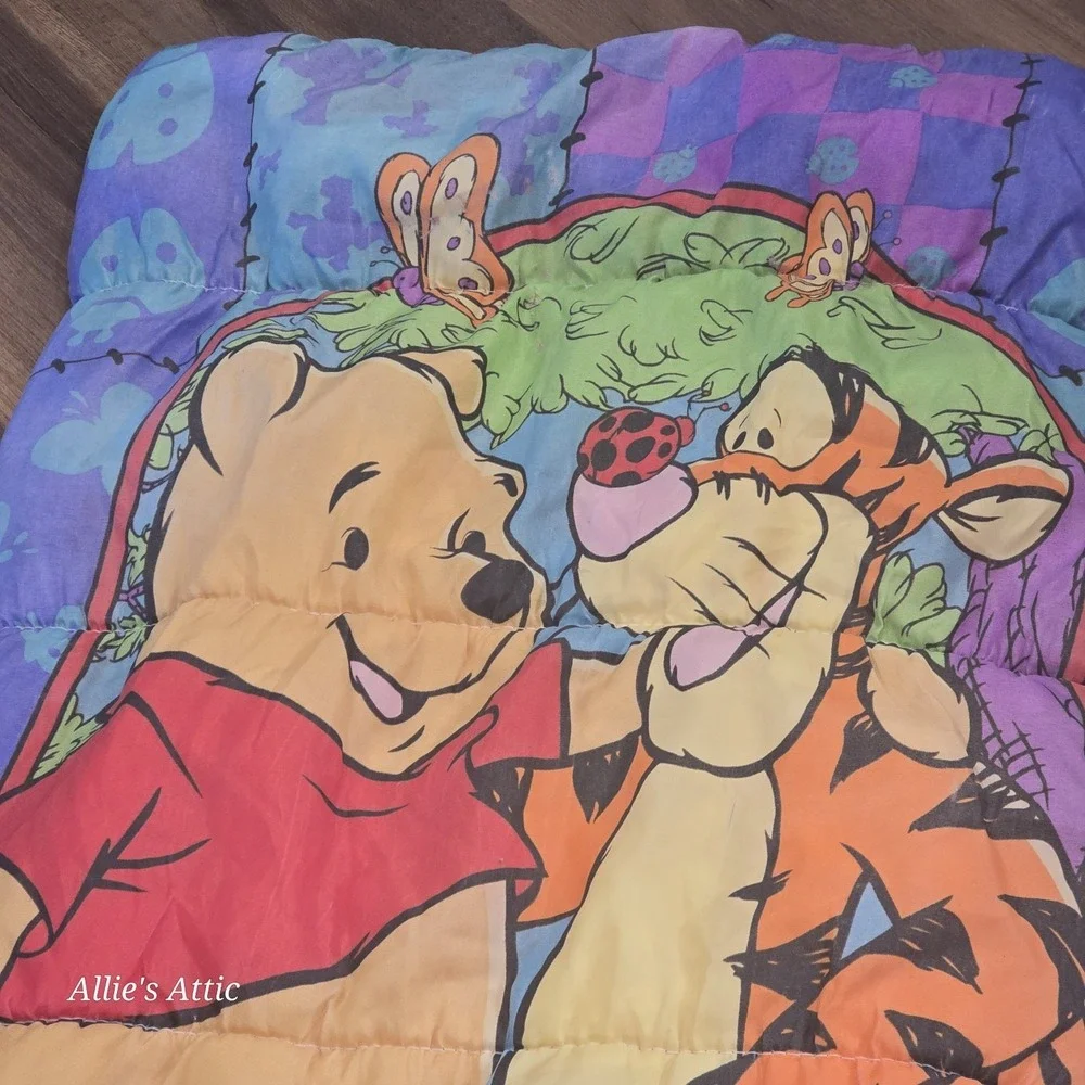 Winnie the Pooh Sleeping Bag Vintage Disney Best Friends Tigger Kids Purple Red